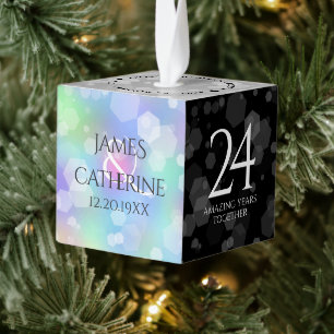 Elegant 24th Opal Wedding Jubileum Kubus Ornament