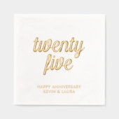 Élégant 25e anniversaire Mariage de l'or serviette (Recto)