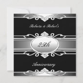 Elegant 25e Jubileum Black Silver Kaart (Voorkant)