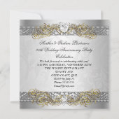 Elegant 25e verjaardag zilver wit goud feest kaart (Achterkant)