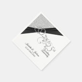 Elegant 25th Silver Glitter Wedding Jubileum Servet (Hoek)