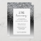 Elegant 25th Silver Sparkle Wedding Jubileum Kaart (Voorkant / Achterkant)