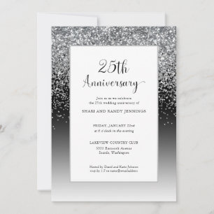 Elegant 25th Silver Sparkle Wedding Jubileum Kaart