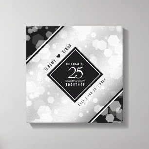 Elegant 25th Silver Wedding Jubileum Canvas Afdruk