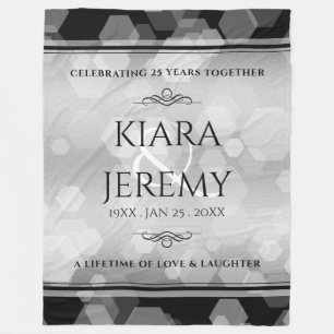 Elegant 25th Silver Wedding Jubileum Fleece Deken