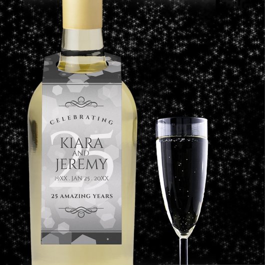 Elegant 25th Silver Wedding Jubileum Flessenhanger