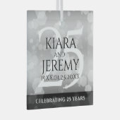 Elegant 25th Silver Wedding Jubileum Glas Ornament (Voorkant Rechts)
