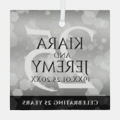 Elegant 25th Silver Wedding Jubileum Glas Ornament (Achterkant)