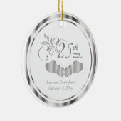 Elegant 25th Silver Wedding Jubileum Keramisch Ornament (Rechts)