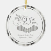 Elegant 25th Silver Wedding Jubileum Keramisch Ornament (Voorkant)