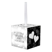 Elegant 25th Silver Wedding Jubileum Kubus Ornament (Achter hoekig)