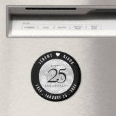 Elegant 25th Silver Wedding Jubileum Magneet (Insitu (Vaatwasser))