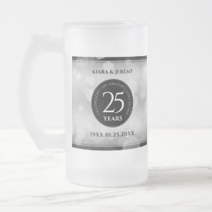 Elegant 25th Silver Wedding Jubileum Matglas Bierpul