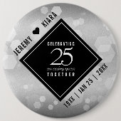 Elegant 25th Silver Wedding Jubileum Ronde Button 6,0 Cm (Voorkant)