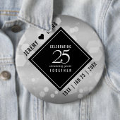 Elegant 25th Silver Wedding Jubileum Ronde Button 6,0 Cm (In situ)