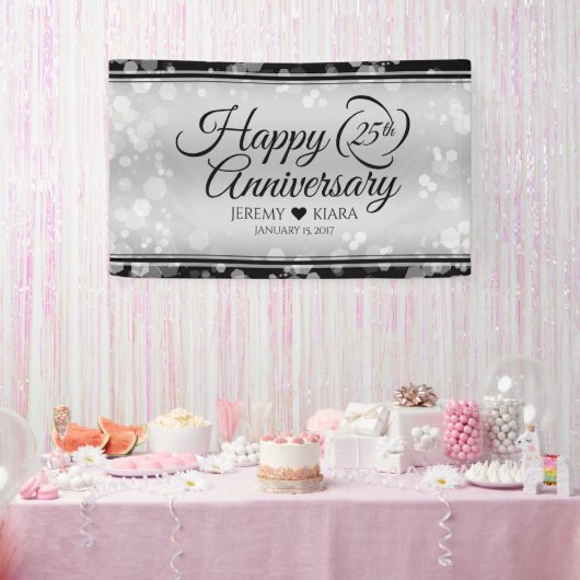 Elegant 25th Silver Wedding Jubileum Spandoek (Feest)