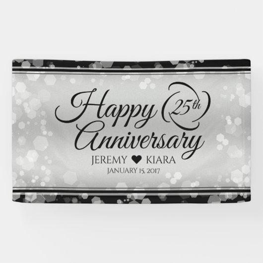 Elegant 25th Silver Wedding Jubileum Spandoek (Horizontaal)