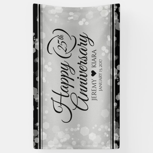 Elegant 25th Silver Wedding Jubileum Spandoek (Verticaal)