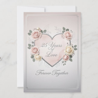 Elegant 25th Wedding Anniversary Card - romantic  Feestdagenkaart