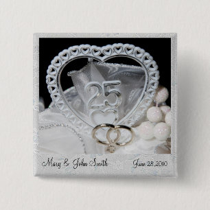 Elegant 25th Wedding Jubileum Button