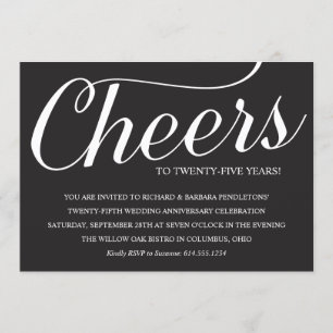 Elegant 25th Wedding Jubileum Party Invitation Kaart