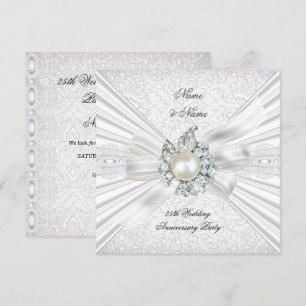 Elegant 25th Wedding Jubileum Party Lace White Kaart