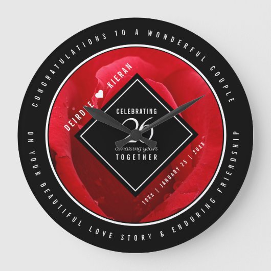 Elegant 26e Roos Wedding Jubileum Viering Grote Klok (Voorkant)