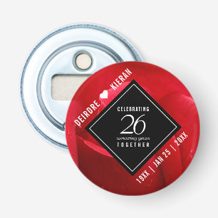 Elegant 26th Roos Wedding Jubileum Celebration Button Flesopener