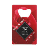 Elegant 26th Roos Wedding Jubileum Celebration Kredietkaart Flessenopener (Voorkant)
