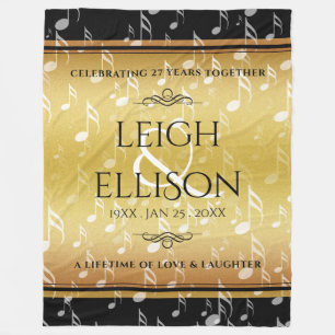 Elegant 27th Music Wedding Jubileum Celebration Fleece Deken
