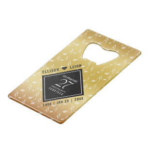 Elegant 27th Music Wedding Jubileum Celebration Kredietkaart Flessenopener