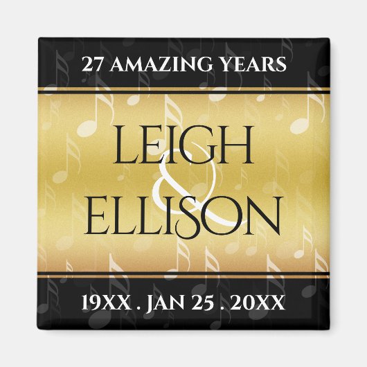 Elegant 27th Music Wedding Jubileum Celebration Magneet (Voorkant)