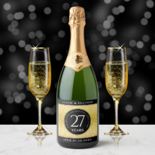 Elegant 27th Music Wedding Jubileum Celebration Sparkling Wijnetiket