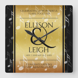 Elegant 27th Music Wedding Jubileum Celebration Vierkante Klok