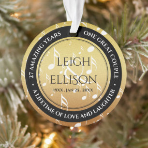 Elegant 27th Music Wedding Jubileum Ornament