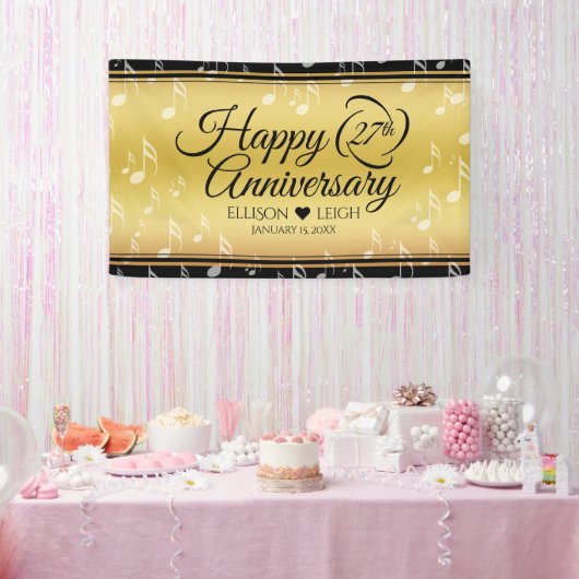 Elegant 27th Music Wedding Jubileum Spandoek (Feest)