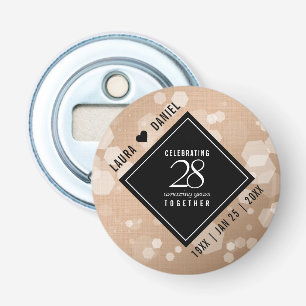 Elegant 28th Linen Wedding Jubileum Celebration Button Flesopener