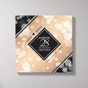 Elegant 28th Linen Wedding Jubileum Celebration Canvas Afdruk