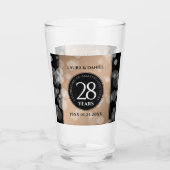 Elegant 28th Linen Wedding Jubileum Celebration Glas (Achterkant)