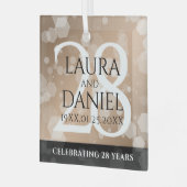 Elegant 28th Linen Wedding Jubileum Celebration Glas Ornament (Voorkant links)