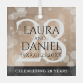 Elegant 28th Linen Wedding Jubileum Celebration Glas Ornament (Voorkant)