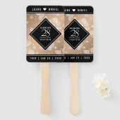 Elegant 28th Linen Wedding Jubileum Celebration Handwaaier (Voorkant en achterkant)