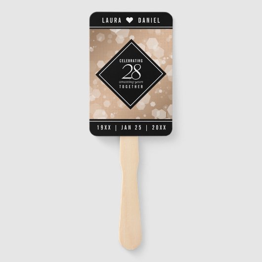 Elegant 28th Linen Wedding Jubileum Celebration Handwaaier (Achterkant)