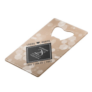 Elegant 28th Linen Wedding Jubileum Celebration Kredietkaart Flessenopener