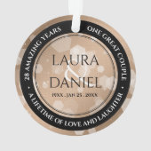 Elegant 28th Linen Wedding Jubileum Celebration Ornament (achterkant)