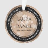 Elegant 28th Linen Wedding Jubileum Celebration Ornament (voorkant)