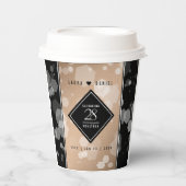 Elegant 28th Linen Wedding Jubileum Celebration Papieren Bekers (Voorkant)