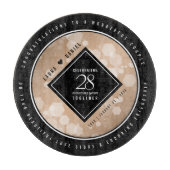 Elegant 28th Linen Wedding Jubileum Celebration Snijplank (Voorkant)