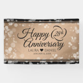 Elegant 28th Linen Wedding Jubileum Celebration Spandoek (Horizontaal)
