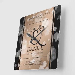 Elegant 28th Linen Wedding Jubileum Celebration Vierkante Klok